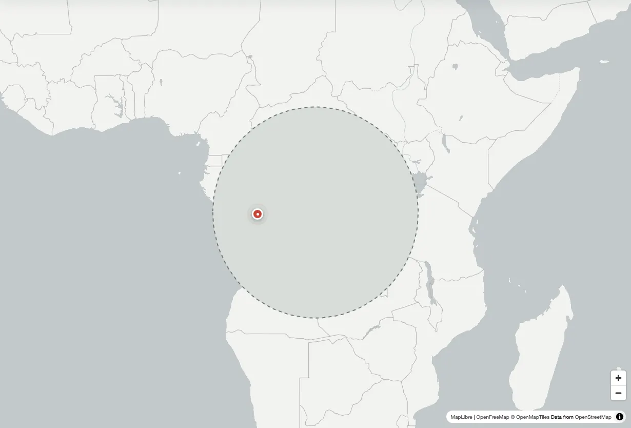Country Draw world map challenge showing a covered country in Africa